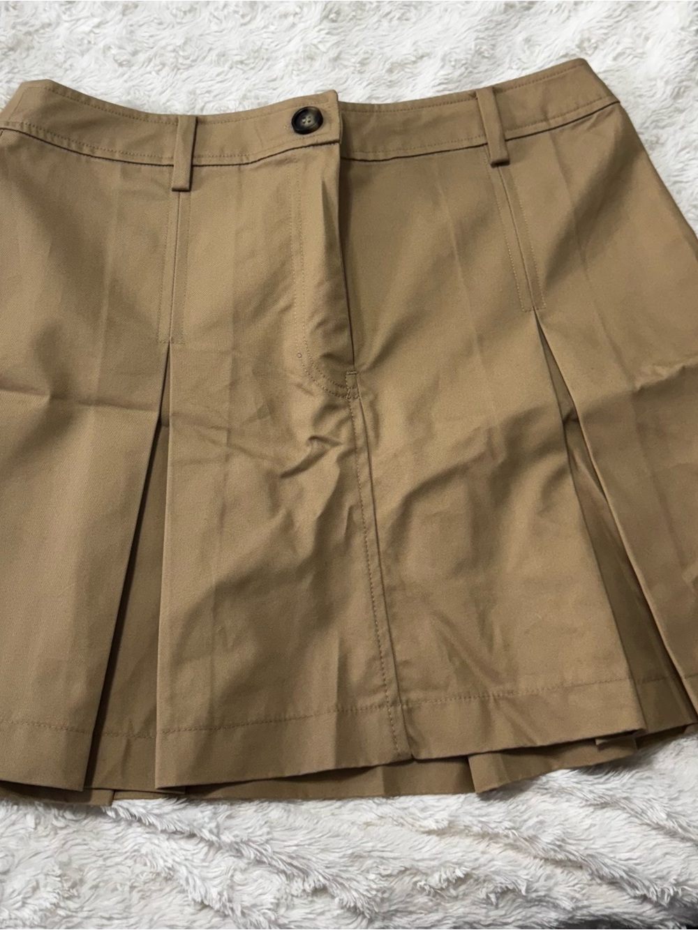 H&M Classic Pleated Khaki Mini Skirt